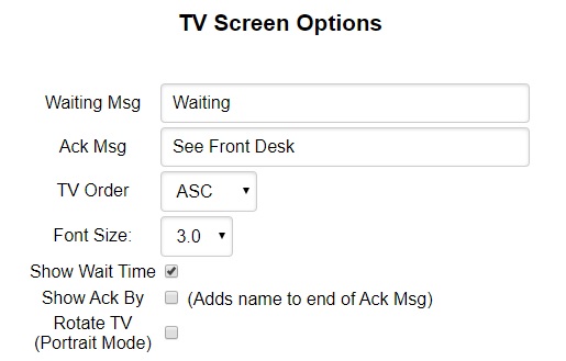 Student Check In TV display settings